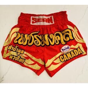 Twins Muay Thai Shorts Mens Large Red Gold Kickboxing Boxing Trunks Sean Canada